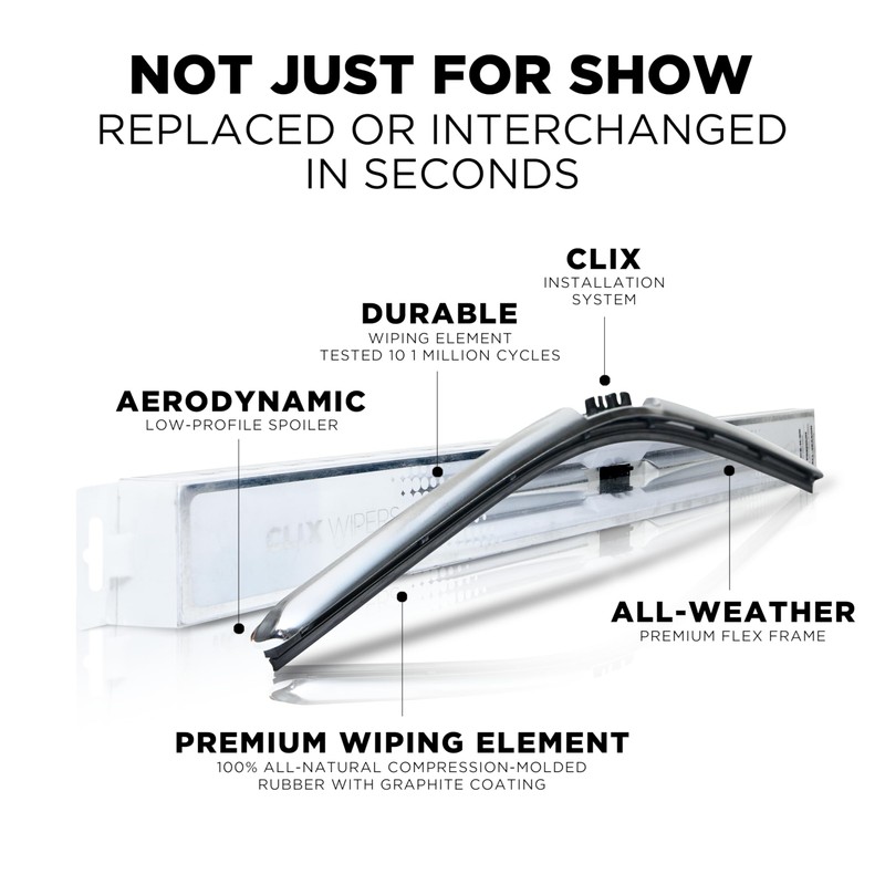 ClixWipers 22" + 22" (Set of 2) Chrome All Weather