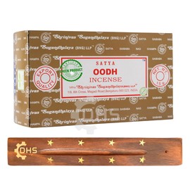 Satya Nag Champa Oodh Incense Sticks | FULL BOX OF 12 | with DHS Incense Stick Holder | Aromatherapy, Yoga, Meditation, and Relaxation