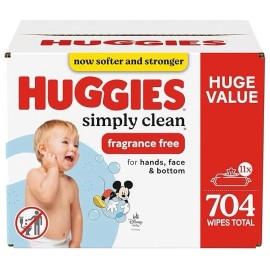 Unbranded Huggies Simply Clean Unscented Baby Wipes, 11 Flip-Top Packs (704 Wipes Total)