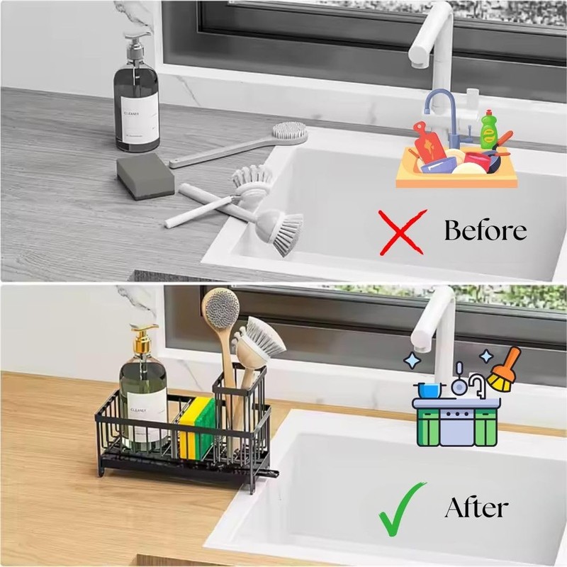 ARCUS Sink Caddy - Kitchen Sink Storage Countertop Organiser -