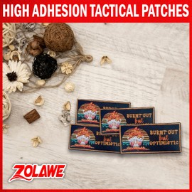 Zolawe Burnt Out But Optimistic Patch, 3 Inches Sew On Iron On Patches Mental Health Funny Meme Embroidery Patches for Clothes Backpacks Hats Jeans Bags, Funny DIY Iron On Patch for Boy Girl Teenager