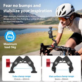 Tomat Clamp Mount for DJI Osmo Pocket 3, Camera Tripod Mount for DJI Osmo Action 5 pro/4/3 with 1/4" Threads Adapter, Accessories for Pocket 3