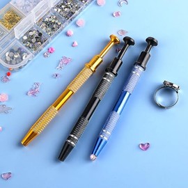 Mabor 3Pcs Piercing Ball Grabber Tool, 4 Claw Jeweler's Pick Up Tool, Mabor Piercing Ball Gripper Stainless Steel Pearl Grabber Pick Up Tool for IC Chip Electronic Components Small Parts