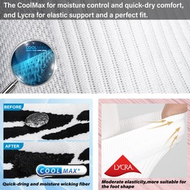 Hylaea Quarter Socks for Running Cycling Athletic Sports Seamless Wicking No Blister Coolmax Cushion White Large 3 Pairs