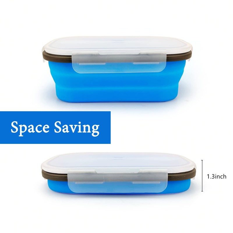 Lunbengo Collapsible Lunch Box Containers, Silicone Bento Box with Airtight