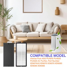 PU4020 Replacement Filter Kit for Intense Pure 4010 PU4015 PU4020 PU4025 Air Purifier, Part Number XD6074U0 XD6075 XD6070 XD6060 XD6065 XD6066, H13 Ture HEPA + Activated Carbon Filter
