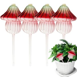 Huiraas 4 PCS Glass Mushroom Watering Globes, 230 ML Large Self Watering Planter Insert Automatic Plant Waterer Bulbs Spikes Plant Water Stakes with Rubber Stopper for Indoor Outdoor Plants