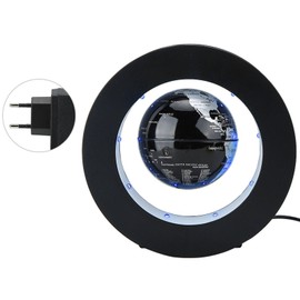 Electronic Magnetic Levitation Floating Globe with LED Light Home Display(Silver Black )