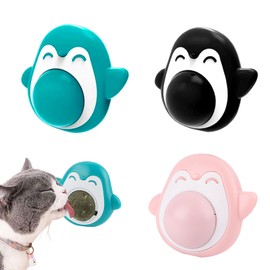 Catnip Balls Toy for Cat, Pack of 3 Catnip Ball Toy, 360° Rotating Interactive Cat Toy with Storage Lid, Wall Catnip Balls Toys for Cats