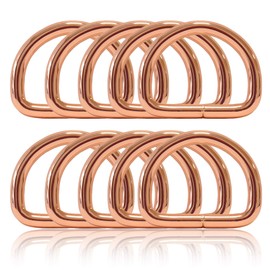 Ganzoo D Ring Made of Steel, Set of 10, Inner Dimensions 26 mm, Material Thickness 4 mm, DIY Dog Collar, Rustproof, Welded, Ideal with Paracord 550, Colour Rose Gold