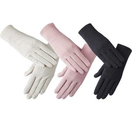 SUNTRADE 3. (two) UV gloves, sun protection, cycling gloves in summer, outdoor cycling gloves, Pink + white + black, black, white