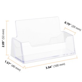 CHUEHKAK Pack of 12 Transparent Business Card Holders, Square Business Card Stand, Landscape Format, 100 x 40 x 53 mm, Suitable for Home Office, Counter, Standard Business Cards
