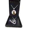 PJ4U Tabby Cat Pet Family Silver Colour Necklace With Diamante