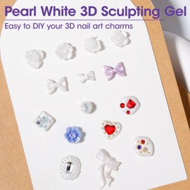 Gellen White 3D Nail Gel Sculpting Gel 30g – UV Cured Non-Sticky Nail Art Gel for 3D Sculpting & Molding, Includes Dual Silicone Carving Pen & Mold