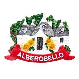 3D Fridge Magnet Vintage City Alberobello Italy Trullo Flag Decoration for Magnetic Board Home Kitchen Office