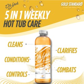 Oh Yuk 5-in-1 Weekly Hot Tub Chemicals – Hot tub Clarifier, Cleaner, Conditioner – Helps Control Water Balance & Combat Buildup – Spa Care Chemicals for All Types Including Inflatable & Portable