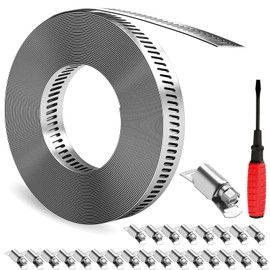GASHER 32FT 304 Stainless Steel Hose Clamps DIY Kit, Clamps Worm, Adjustable Pipe Worm Clamps, For Duct, Radiator, Fuel Line, Pool, Pipe