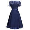 MISSMAY Women's Elegant Style Sequin Lace A-Line Cocktail Party Dress