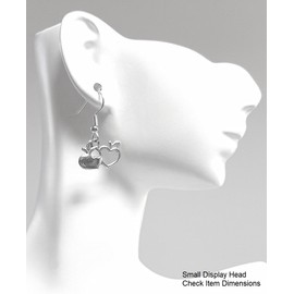 Double Apple Heart – 11x20mm - Silver alloy charm dangle earrings. Hypoallergenic Stainless-Steel Fishhook or Silver Plated Ball-Post, or Clip-on Earrings Opt.