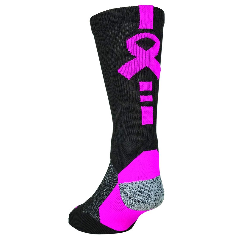 Pro Feet Men's Shooter 2.0 Team Socks, Black/Pink Ribbon, Medium