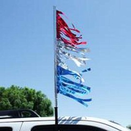 Car Auto Dealer Supplies ANTENNA FLAG - METALLIC FRINGE RED, SILVER & BLUE (set of 12) PATRIOTIC 4TH OF JULY