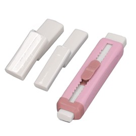 Push-Pull Rubber, Retractable Rubber, Flexible Design with Double Buckle, Easy for Office, School Pink
