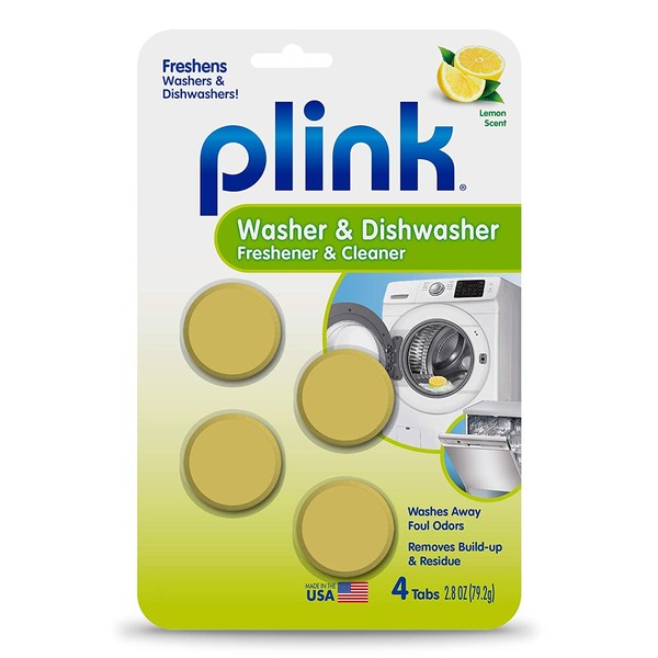 Plink-9024 Summit Brands Washer and Dishwasher Freshener Cleaner, 4 Tabs, Yellow, 1 Count (Pack of 4)