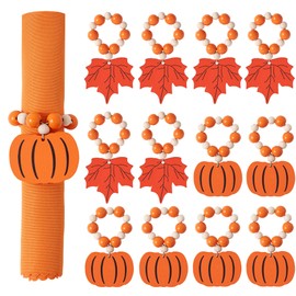 APTWOW Fall Thanksgiving Napkin Rings Set of 12 - Fall Pumpkin Maple Leaf Napkin Holder, Fall Thanksgiving Napkin Rings for Table Decor, Wedding, Fall Banquet, Holiday, Dinner Party