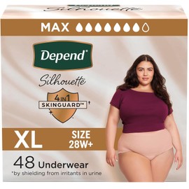 Depend Silhouette - Ropa interior para incontinencia y posparto para mujeres, XL (cintura de 50 a 60 pulgadas), máxima absorción, rosa, 48 unidades