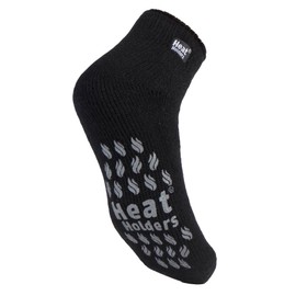 HEAT HOLDERS - Men's 2.3 TOG Winter Warm Chic Ankle Socks Thick Socks Non-Slip Thermal Socks with Grip, LC Black