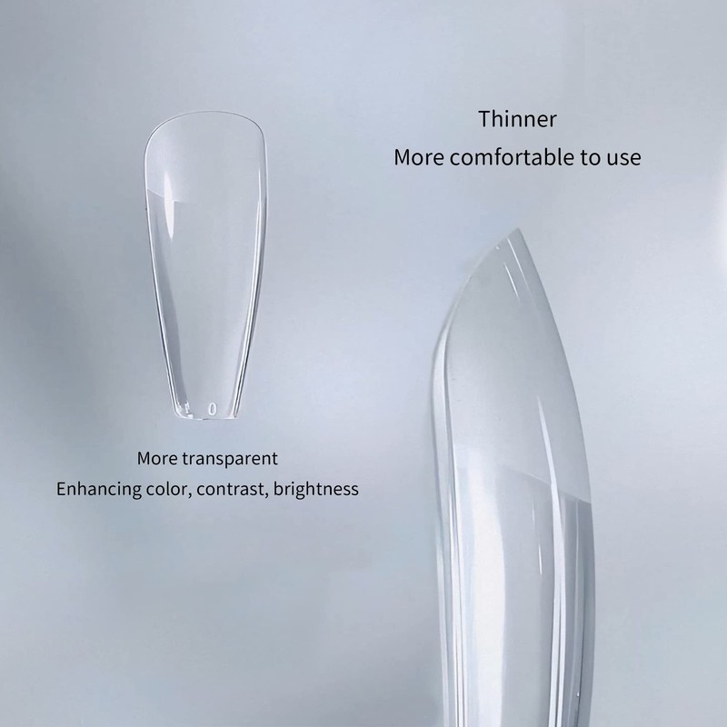 Sun&Beam Nails Nail Tip, Medium, Long, Coffin Ballerina, Clear, Ultra