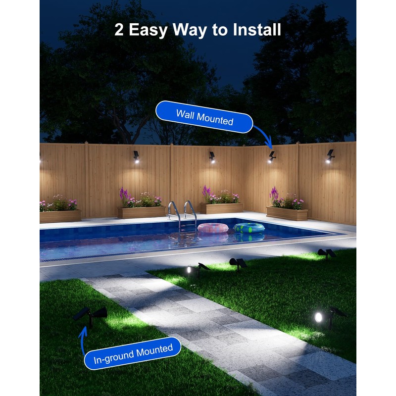 Solar Spot Lights Outdoor Waterproof for Flag, Palm Tree, Pole,