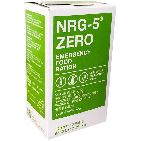 Emergency Food Rations 3 x NRG-5 Zero Gluten-Free Survival 500 g, Emergency Ration, Emergency Prevention, 3x 9 Bars Survival Food Expeditions Basic Equipment Such as EPA