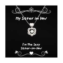 Sister in law Gifts For Big Sister, I'm The Sexy, Inspirational Sister in law Heart Knot Silver Necklace, Jewelry From Sister, Sister in law gift ideas, Birthday gifts for sister in law, Christmas