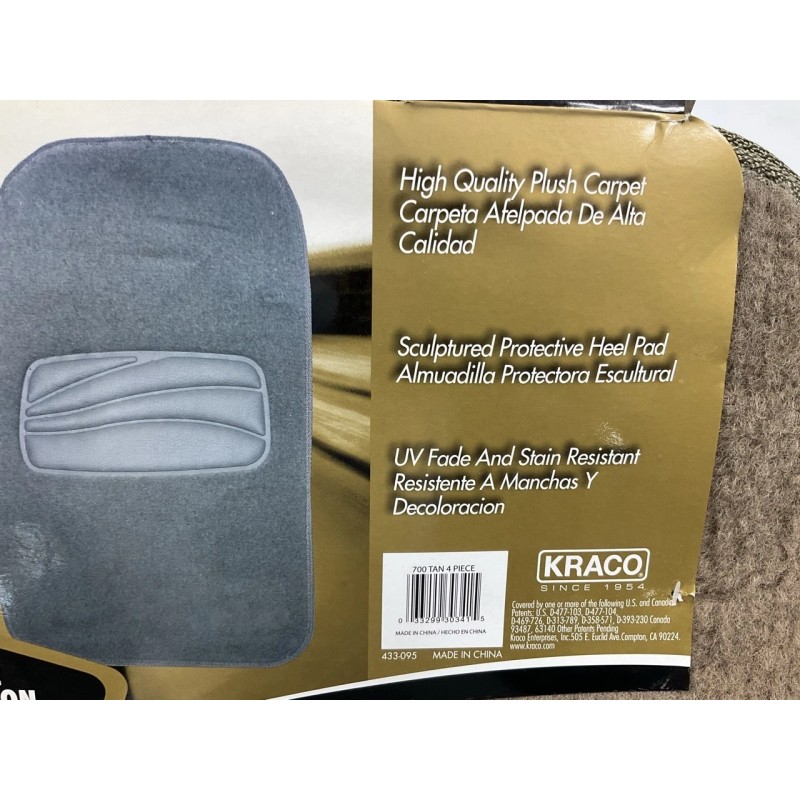 Kraco 700 TAN (beige) Universal 4-Piece Floor Mats Carpet Set