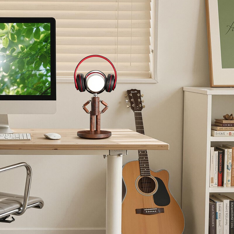 Vadifula Cordless Table Lamp, Rechargeable Wooden Table Lamp with Touch