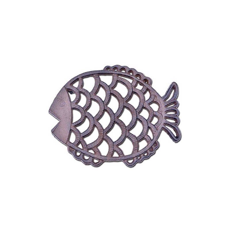 Decorative Cast Iron Trivet Fish Hot Pad 7.75" Wide