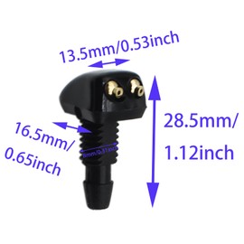 LBTODH 2PCS Car Wiper Washer Nozzle Black Double-hole Front Windshield Washer Nozzle Replacement Fit for Most Car