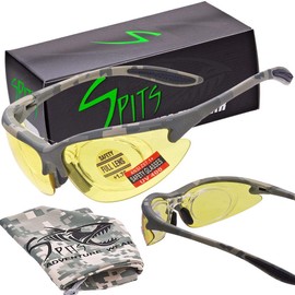 Spits Eyewear 1.25 Full Magnifying Shooting Safety Glasses MAGSHOT Pick Frame & Lens Color (Lens color: Yellow AF w/Red Mirror Coating, Frame color: Digital Camo)