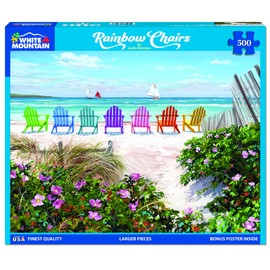 White Mountain Puzzles - Rainbow Chairs - 500 Piece Jigsaw Puzzle