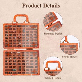Buachois Rock Display Case 118 Grid Collection Box Wooden Stones Storage Organizer with Protective Panel