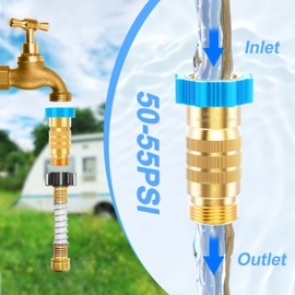 RV Hi-Flow Water Pressure Regulator 50-55 psi, 3/4 Inch Thread Lead-Free Brass Inline Water Pressure Reducer for Camper, Trailer, RV Plumbing System | CircleCord