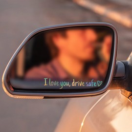 I Love You Driving Safe Rearview Mirror Decal, Feihuaer Christian Blessed Vinyl Car Decal, Cute Stickers Self Affirmations Mirror Window Decor Universal Car Accessories for Women(2pcs, Laser Silver)