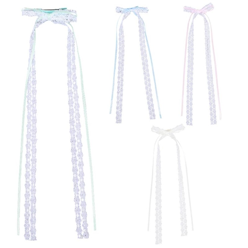 CABODYALS 8 x Haarklammern Mit Schleife Und Langen Schwänzen Spitzenschleifen