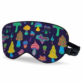 Vnwoalu Acid Mushrooms Sleep Eye Mask Psychedelic Colorful Mushroom Hippie Magic Men Women Sleep Mask with Adjustable Strap Eye Cover Eye Shade for Travel, Nap,Meditation