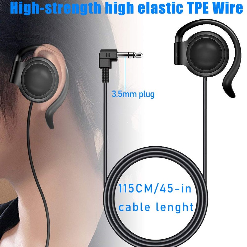 EXMAX Wired Single Headphones 3.5mm Left-Side Earphone One Ear Ear-Hook