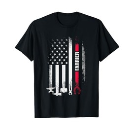 Farrier US Flag Horseshoe Hoof Trimming Equine Shoeing T-Shirt