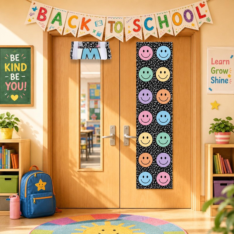 2 Pcs Composition Notebook Classroom Door Window Cover Smiley Face