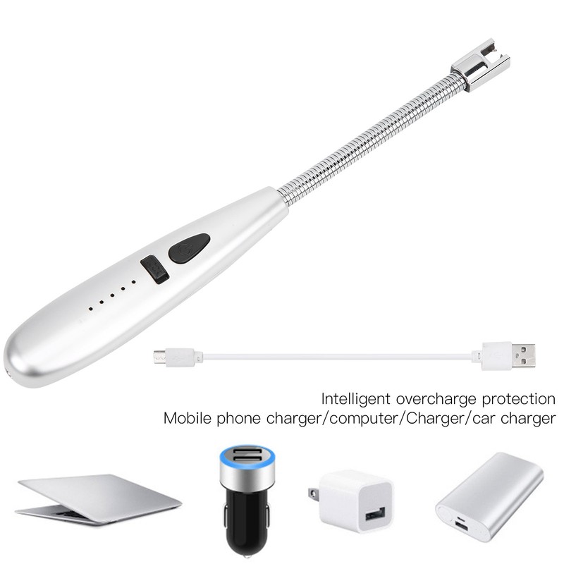 Power Display Pulse Lighter Metal Hose USB Charging Electric Lighter