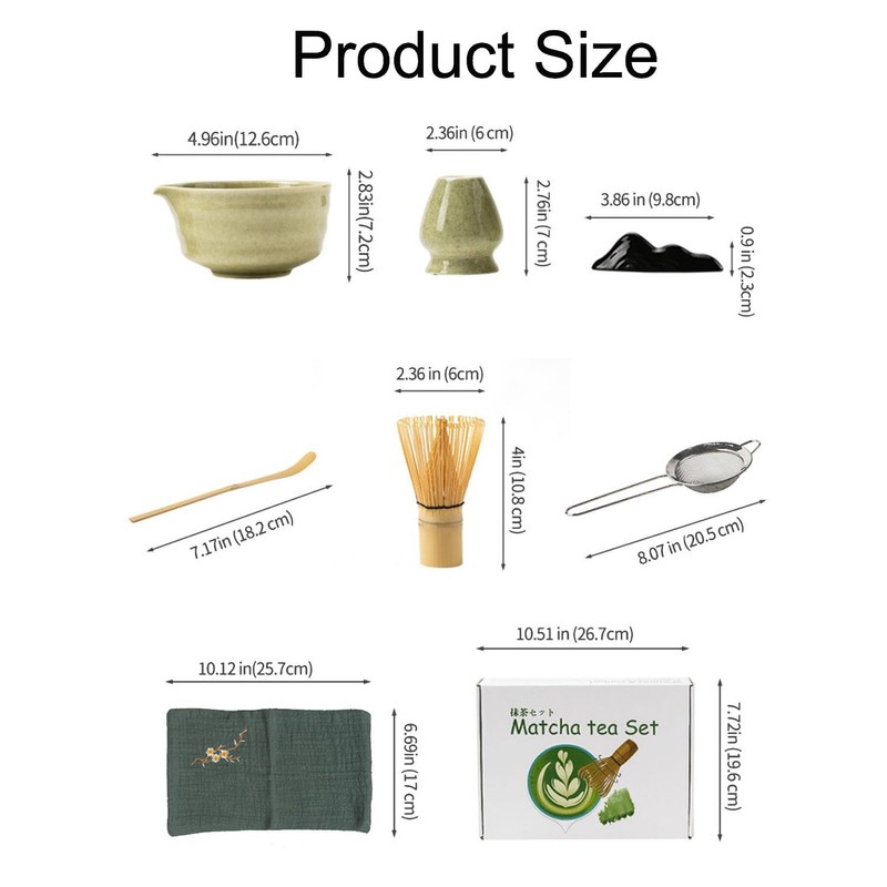 Matcha Whisk Set, 7 PCS Japanese Household Ceramic Matcha Kit